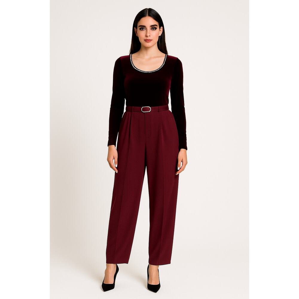 Vintage 90's Burgundy Purple Velvet Jumpsuit S Rhinestone Party Holiday Event